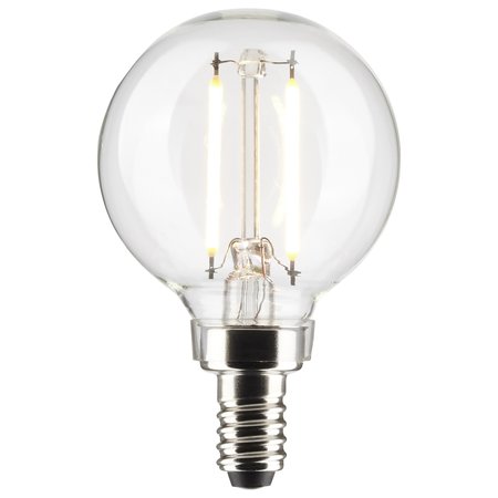 Satco 3 Watt G16.5 LED Lamp, Clear, Candelabra Base, 90 CRI, 2700K, 120 Volts S21200